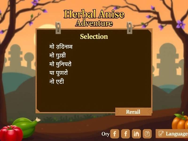Regional Language Support in Herbal Anise Adventure Language selection screen in Herbal Anise Adventure showing various Indian language options